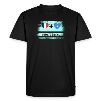 Drapeau France et Somalie 100% génial - T-shirt Premium bio Homme - noir - Devant - Nico (187cm)