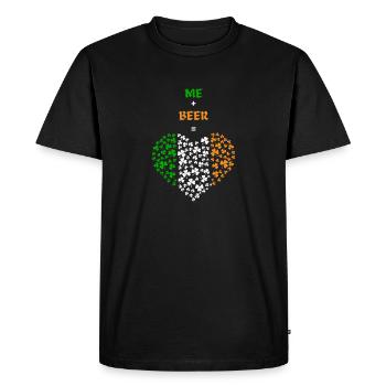 Moi + Bière = Coeur - T-shirt humour St Patrick - T-shirt Premium bio Homme - noir - Devant - Nico (187cm)