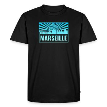 Marseille Skyline Sunbeams - Men's Premium Organic T-Shirt - black - Front - Nico (187cm)