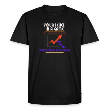 Montez de niveau en solo, jouez avec d’autres - T-shirt Premium bio Homme - noir - Devant - Nico (187cm)