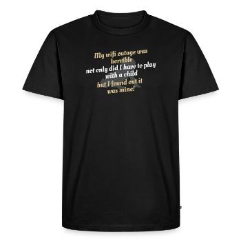 Chute concernant la parentalité liée à une panne de WiFi - T-shirt Premium bio Homme - noir - Devant - Nico (187cm)