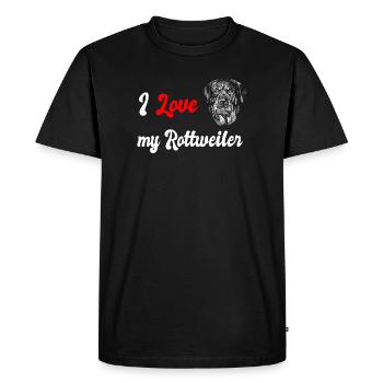 J'adore le design de mon chien Rottweiler - T-shirt Premium bio Homme - noir - Devant - Nico (187cm)