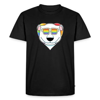 Arc-en-ciel - Ours polaire avec lunettes - T-shirt Premium bio Homme - noir - Devant - Nico (187cm)