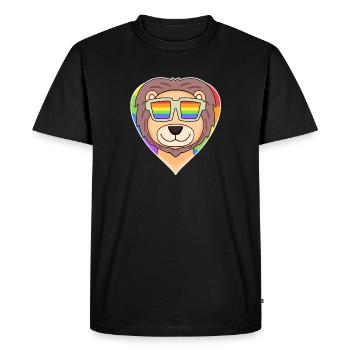 Arc-en-ciel - Lion à lunettes - T-shirt Premium bio Homme - noir - Devant - Nico (187cm)