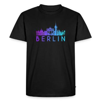 Berlin Skyline - Men's Premium Organic T-Shirt - black - Front - Nico (187cm)