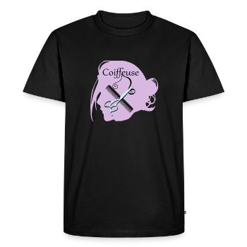 Coiffeuse - T-shirt Premium bio Homme - noir - Devant - Nico (187cm)