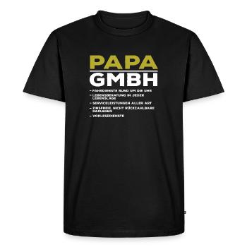 Papa GmbH – Fahrdienst und Lebensberatung - Männer Premium Bio T-Shirt - Schwarz - Vorne - Nico (187cm)