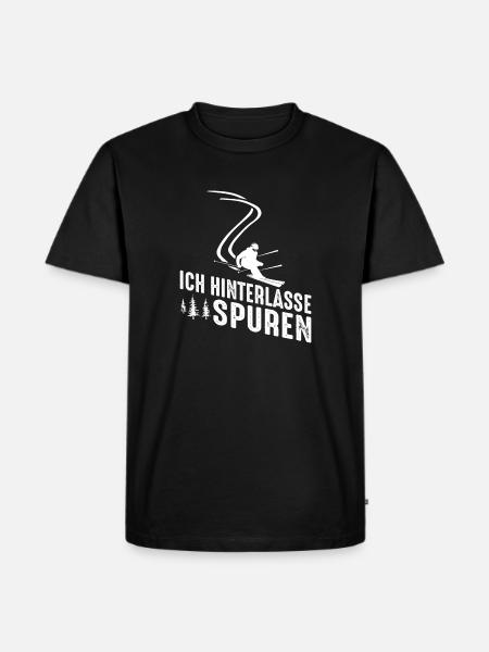 Ich hinterlasse Spuren – Skifahrer - Männer Premium Bio T-Shirt - Schwarz