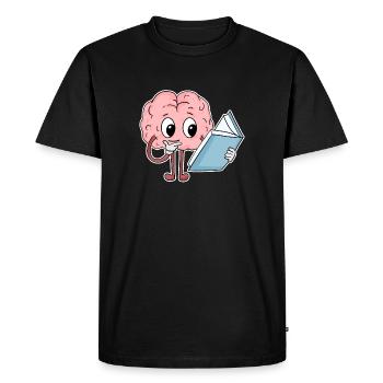 Reading Brain Funny Book Books - Men's Premium Organic T-Shirt - black - Front - Nico (187cm)