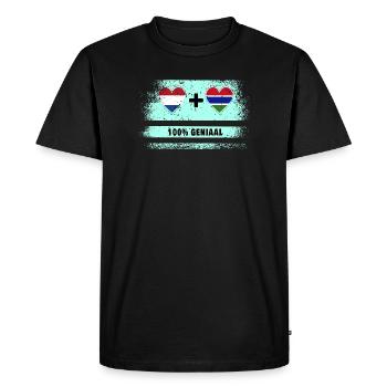 Gambie et Pays-Bas 100% Genius flag - T-shirt Premium bio Homme - noir - Devant - Nico (187cm)