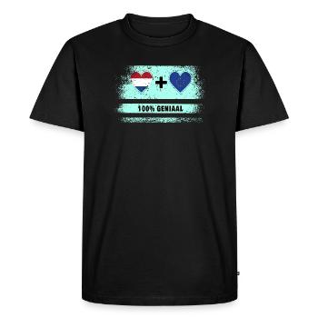 Drapeau 100% Genius de l’Europe et des Pays-Bas - T-shirt Premium bio Homme - noir - Devant - Nico (187cm)