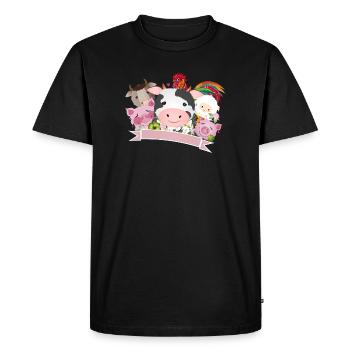 happy farm animals together in the countryside - Men's Premium Organic T-Shirt - black - Front - Nico (187cm)