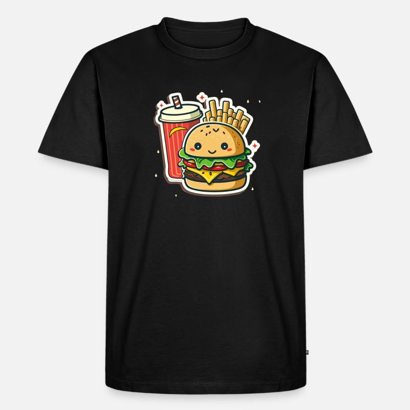 Burger menu - Männer Premium Bio T-Shirt - Schwarz