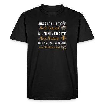 Mode Tutoriel Lycée Université - Men's Premium Organic T-Shirt - black - Front - Nico (187cm)