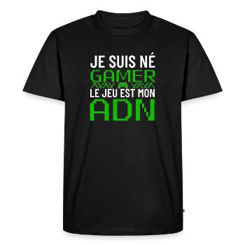 Je Suis Né Gamer ADN Pixel - Men's Premium Organic T-Shirt - black - Front - Nico (187cm)