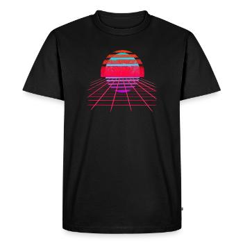 Retro Wave Sunset Vaporwave - Men's Premium Organic T-Shirt - black - Front - Nico (187cm)