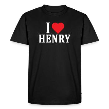 nom t-shirt J’aime Henry idée cadeau t-shirt - T-shirt Premium bio Homme - noir - Devant - Nico (187cm)