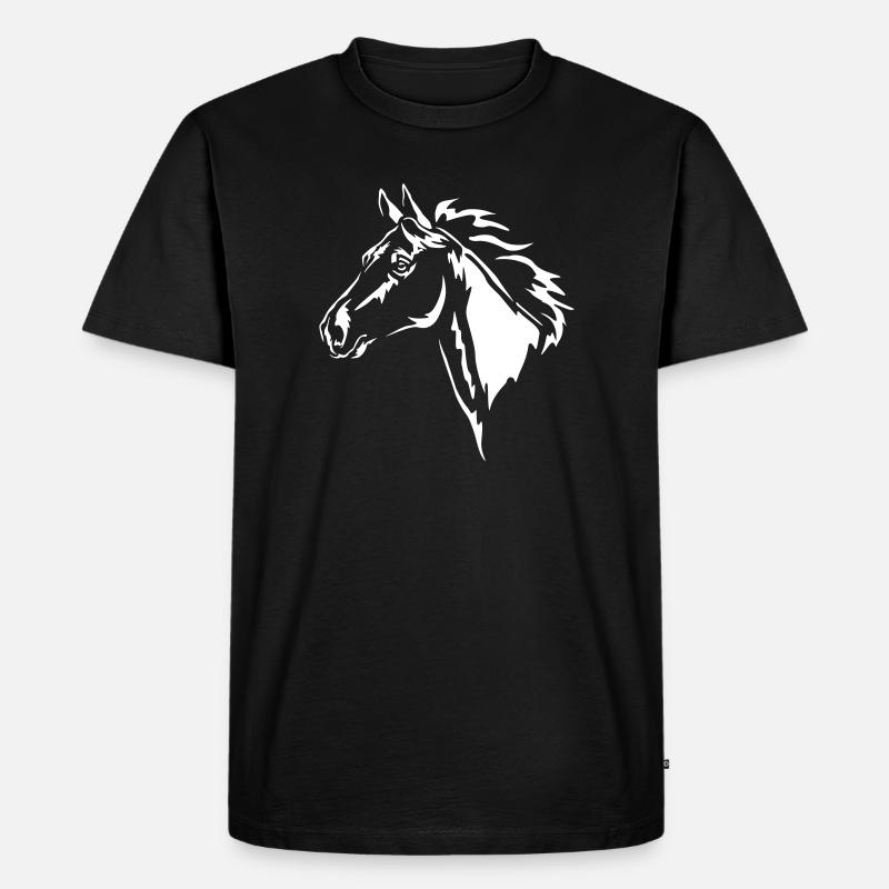 Pferd Kopf "Black Edition" - Männer Premium Bio T-Shirt - Schwarz