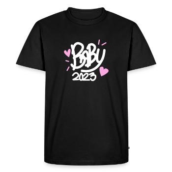 Bébé 2023 - Naissance Enceinte 2023 Grossesse - T-shirt Premium bio Homme - noir - Devant - Nico (187cm)