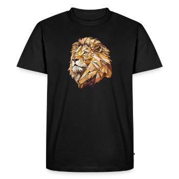 Lion stylisé, Géométrique - T-shirt Premium bio Homme - noir - Devant - Nico (187cm)