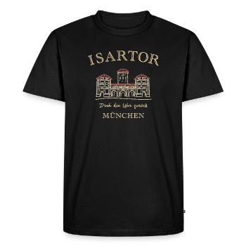 Munich, Isartor, Horloge à tour gaucher - T-shirt Premium bio Homme - noir - Devant - Nico (187cm)