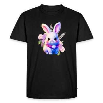 Fleurs Lapin de Pâques Lapin mignon - T-shirt Premium bio Homme - noir - Devant - Nico (187cm)