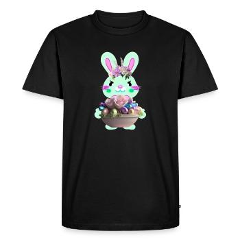 lapin de Pâques mignon avec des œufs de Pâques - T-shirt Premium bio Homme - noir - Devant - Nico (187cm)