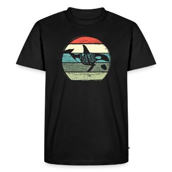 Cercle Retro du Coucher de la Baleine - T-shirt Premium bio Homme - noir - Devant - Nico (187cm)