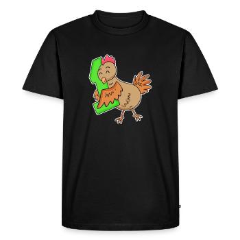 1 an - Inscription - Motif poulet - Gagnant - T-shirt Premium bio Homme - noir - Devant - Nico (187cm)
