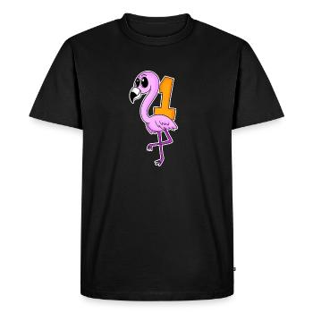 1 an - inscription à l’école - Motif Flamingo - T-shirt Premium bio Homme - noir - Devant - Nico (187cm)
