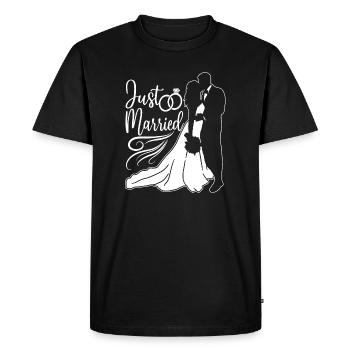 Couple juste marié Femme Mari - T-shirt Premium bio Homme - noir - Devant - Nico (187cm)