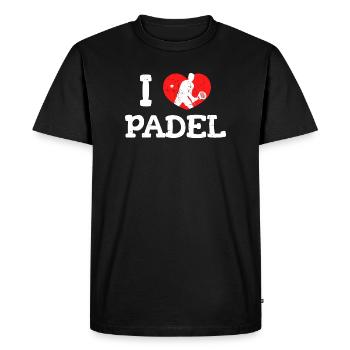 Player I Love Padel Statement Padel Game Heart - Men's Premium Organic T-Shirt - black - Front - Nico (187cm)