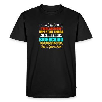 Biohacker Design - Men's Premium Organic T-Shirt - black - Front - Nico (187cm)