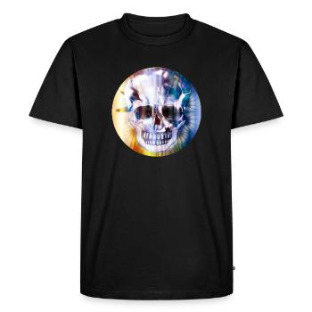 Crâne extravagant dans une couleur chatoyante colorée - T-shirt Premium bio Homme - noir - Devant - Nico (187cm)