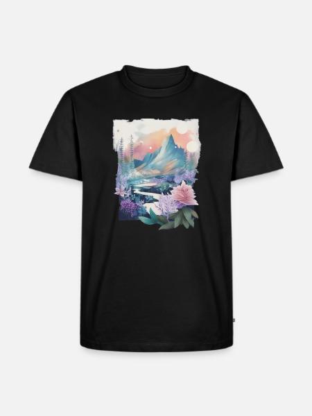 Flower landscape - Men's Premium Organic T-Shirt - black