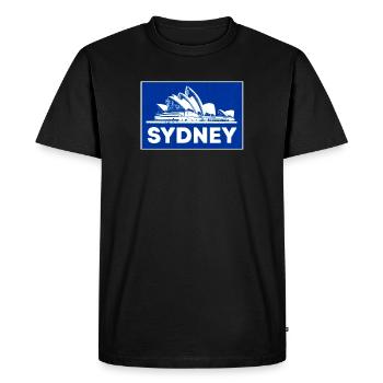 Silhouette bleue de l’Opéra de Sydney - T-shirt Premium bio Homme - noir - Devant - Nico (187cm)