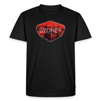 Sydney Retro Skyline Imprimé - T-shirt Premium bio Homme - noir - Devant - Nico (187cm)