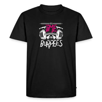 L'heure est-elle venue de créer des burpees ? - T-shirt Premium bio Homme - noir - Devant - Nico (187cm)