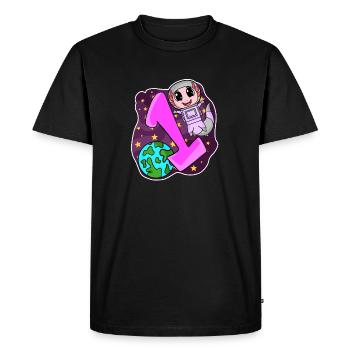 1 an - Inscription - Motif Axolotl - T-shirt Premium bio Homme - noir - Devant - Nico (187cm)