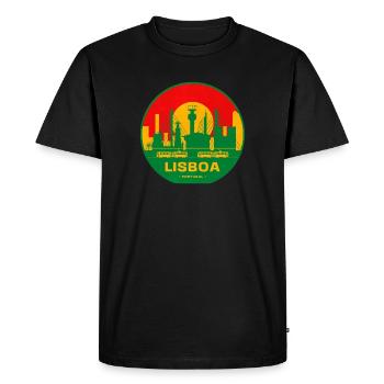 Silhouette rétro de la Skyline de Lisboa - T-shirt Premium bio Homme - noir - Devant - Nico (187cm)