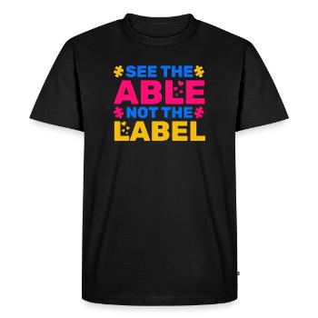 Voir le Capable Pas L’étiquette - T-shirt Premium bio Homme - noir - Devant - Nico (187cm)