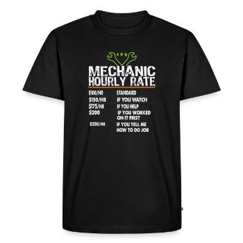 Taux horaire des mécaniciens Ouvriers mécaniciens Taux de main-d’œuvre - T-shirt Premium bio Homme - noir - Devant - Nico (187cm)