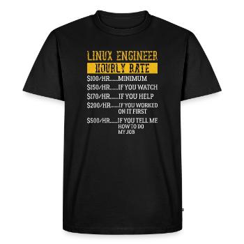 Ingénieur Linux Taux horaire Mécanique Taux de main-d’œuvre - T-shirt Premium bio Homme - noir - Devant - Nico (187cm)
