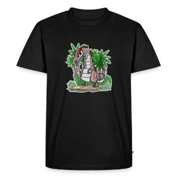 Robot Dino Dinosaur - Men's Premium Organic T-Shirt - black - Front - Nico (187cm)