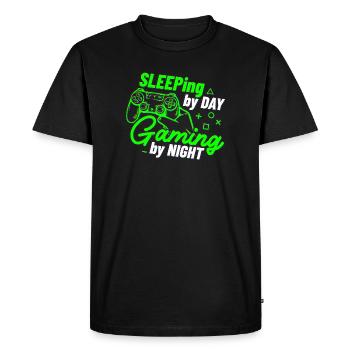 Sleeping By Day Gaming By Night - Men's Premium Organic T-Shirt - black - Front - Nico (187cm)