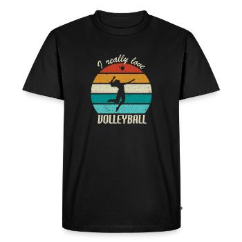 J’aime vraiment le volleyball - T-shirt Premium bio Homme - noir - Devant - Nico (187cm)