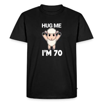 70 ans - 70 ans - câlin - T-shirt Premium bio Homme - noir - Devant - Nico (187cm)