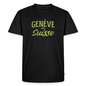 Genève Suisse Vintage Font - T-shirt Premium bio Homme - noir - Devant - Nico (187cm)