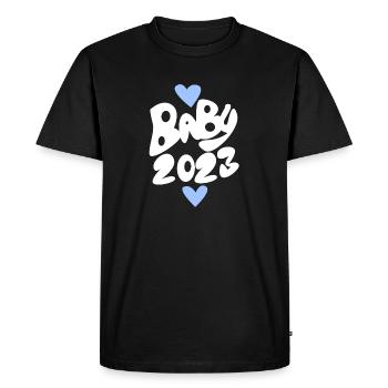 Baby 2023 - Birth Pregnant 2023 - Baby Boy - Men's Premium Organic T-Shirt - black - Front - Nico (187cm)