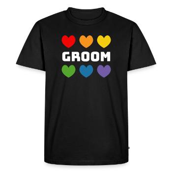 Rainbow Hearts Groom blanc - T-shirt Premium bio Homme - noir - Devant - Nico (187cm)